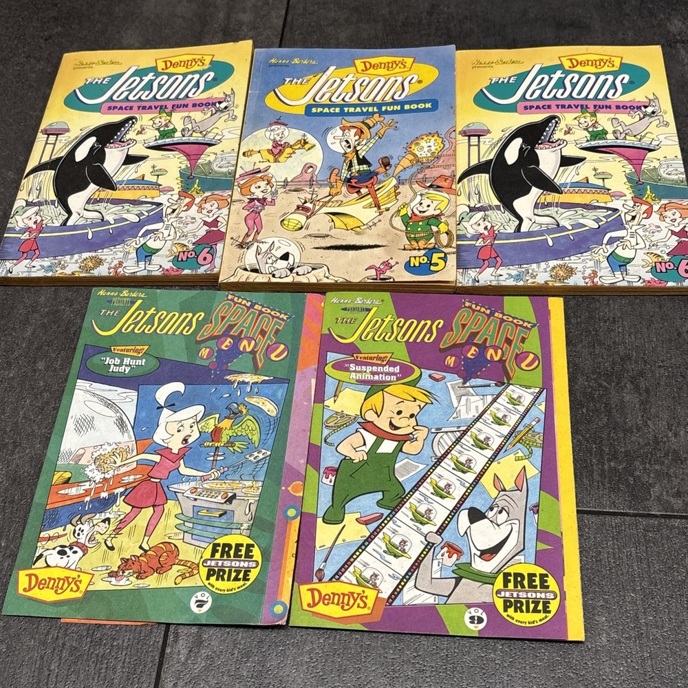 LOT OF 5 JETSONS FUN BOOK SPACE Travel MENU DENNY'S RESTAURANT 1992 5 6 7 & 9